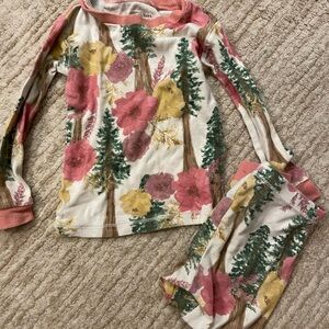 Burt’s Bees Girls Floral Forest Pink Long-Sleeve Pajama Set